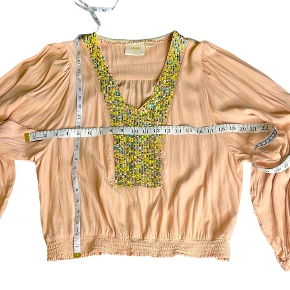 Anthropologie Maeve Blush Sequin Embellished Blouse - Picture 7 of 9